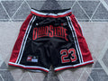 Black Generic Retro premium basketball shorts, full front view