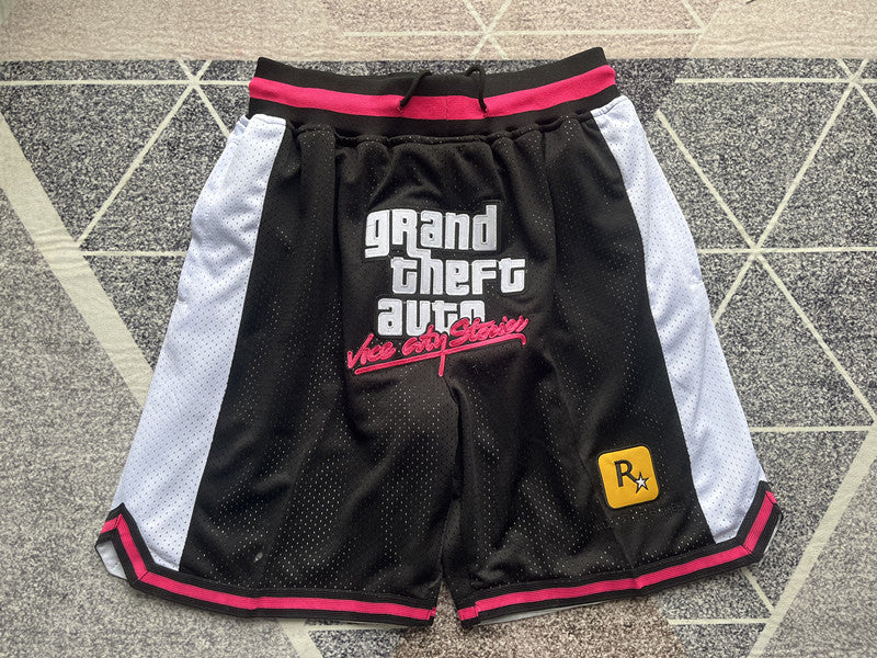 Black Robot premium basketball shorts, full front view
