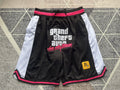 Black Robot premium basketball shorts, full front view