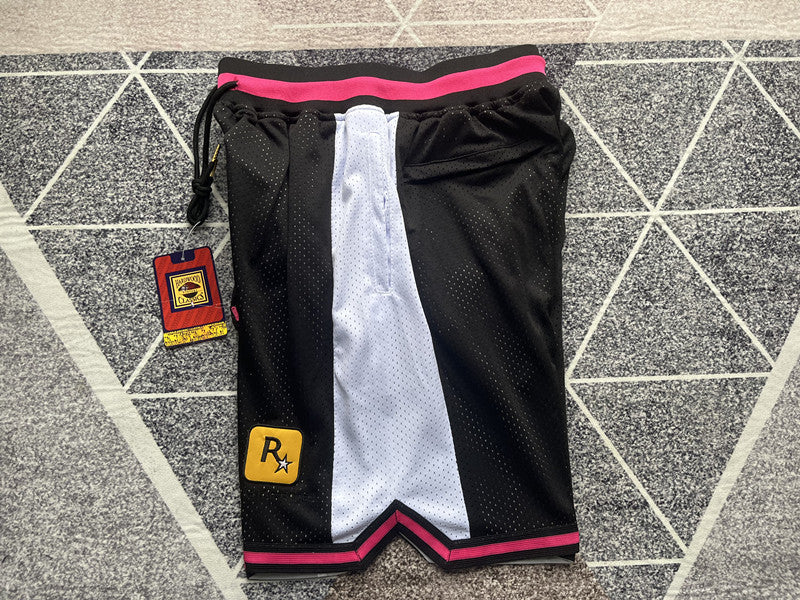 Black Robot premium basketball shorts, side panel detail