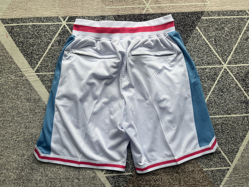 White Robot premium basketball shorts, full back view