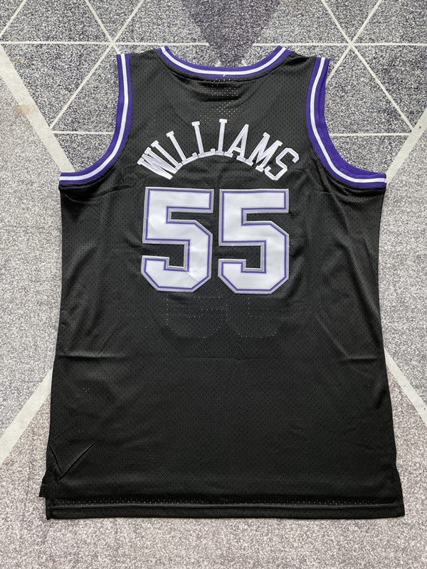 Black Sacramento Kings basketball jersey, full back view