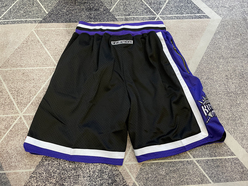 Black Sacramento Kings premium basketball shorts, full back view