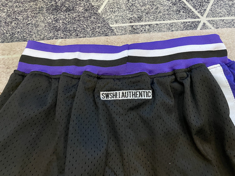 Black Sacramento Kings premium basketball shorts, waistband and label detail