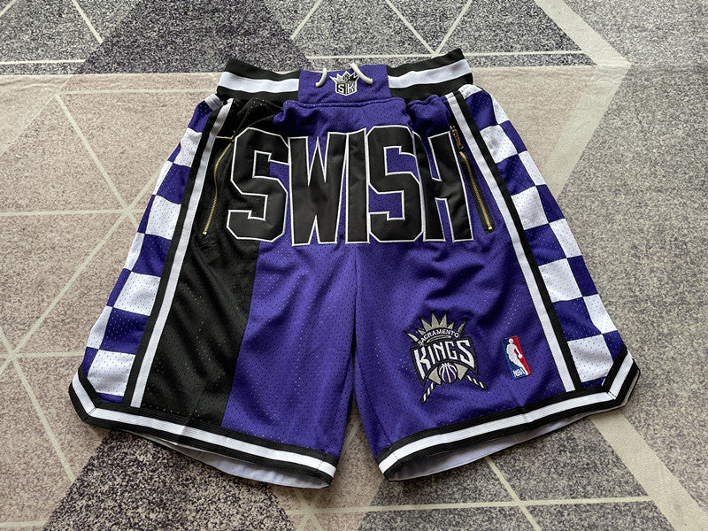 Purple Sacramento Kings premium basketball shorts, full front view