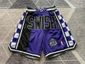 Purple Sacramento Kings premium basketball shorts, full front view