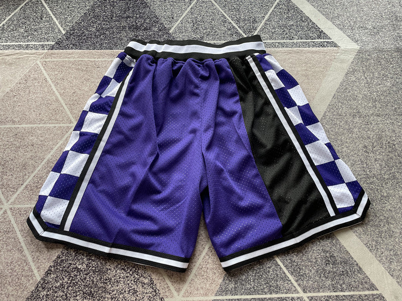 Purple Sacramento Kings premium basketball shorts, full back view