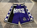 Purple Sacramento Kings premium basketball shorts, full front view