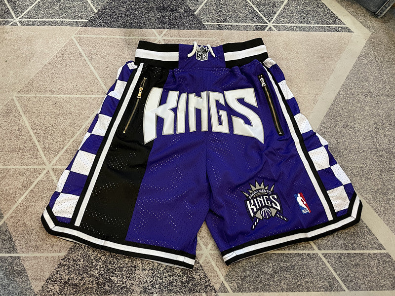 Purple Sacramento Kings premium basketball shorts, full front view