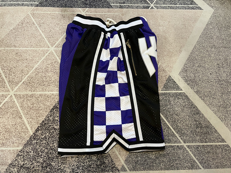 Purple Sacramento Kings premium basketball shorts, side panel detail