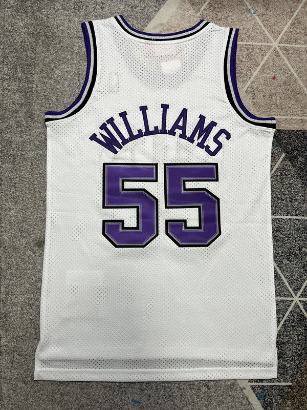 White Sacramento Kings basketball jersey, full back view