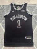 Black San Antonio Spurs basketball jersey, full front view