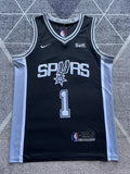 Black San Antonio Spurs basketball jersey, full front view