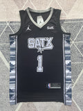 Black San Antonio Spurs basketball jersey, full front view