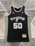 Black San Antonio Spurs basketball jersey, full front view