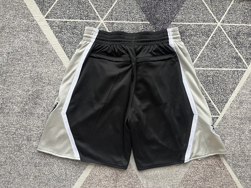 Black San Antonio Spurs premium basketball shorts, full back view