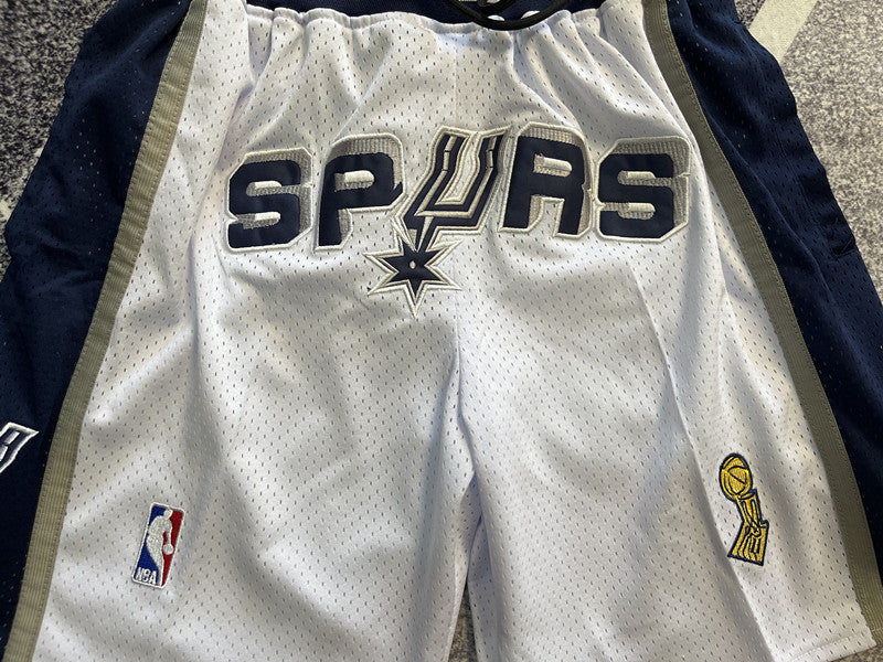 Blue San Antonio Spurs premium basketball shorts, graphic detail