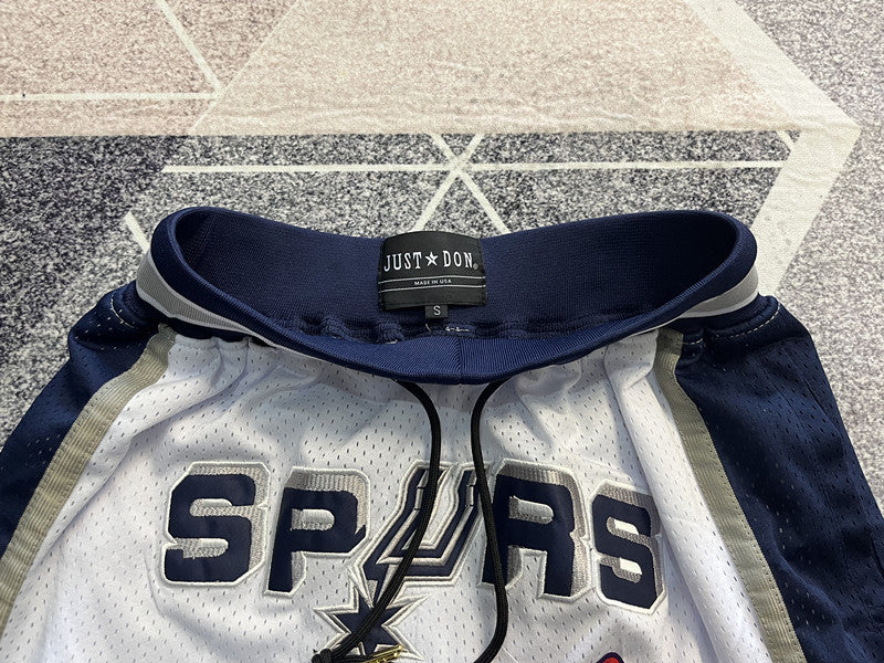 Blue San Antonio Spurs premium basketball shorts, waistband and label detail