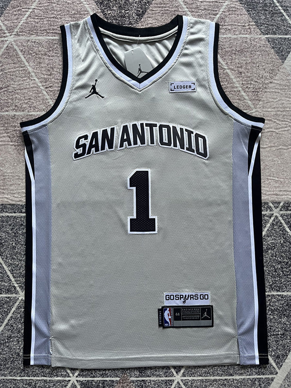 San Antonio Gray Statement Edition Basketball Jersey #1 front view [SPMERGE:P100:front]