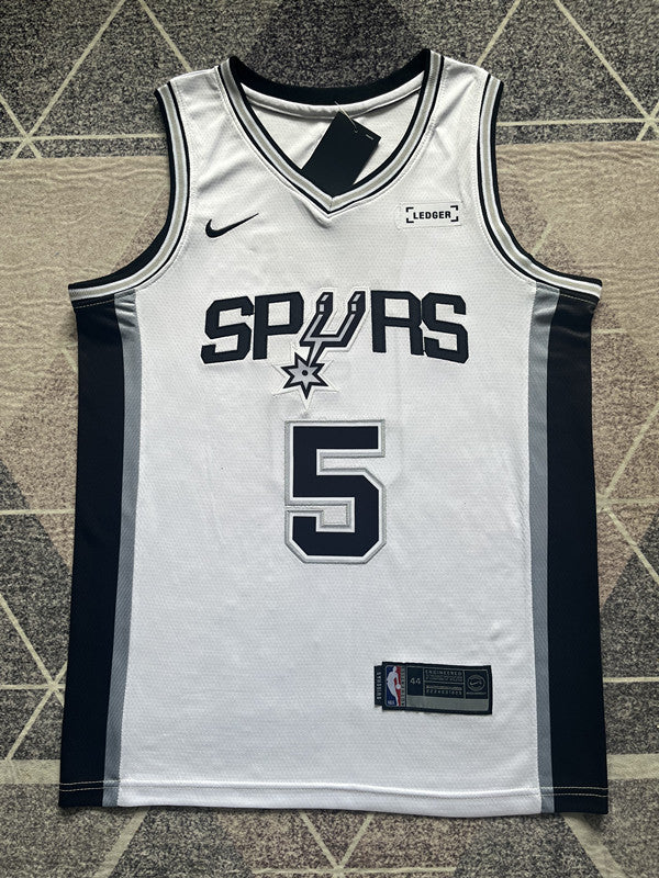 San Antonio White Basketball Jersey #5 front view [SPMERGE:P327:front]