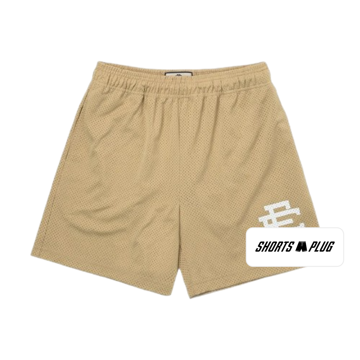 Sand Beige mesh shorts - front product view