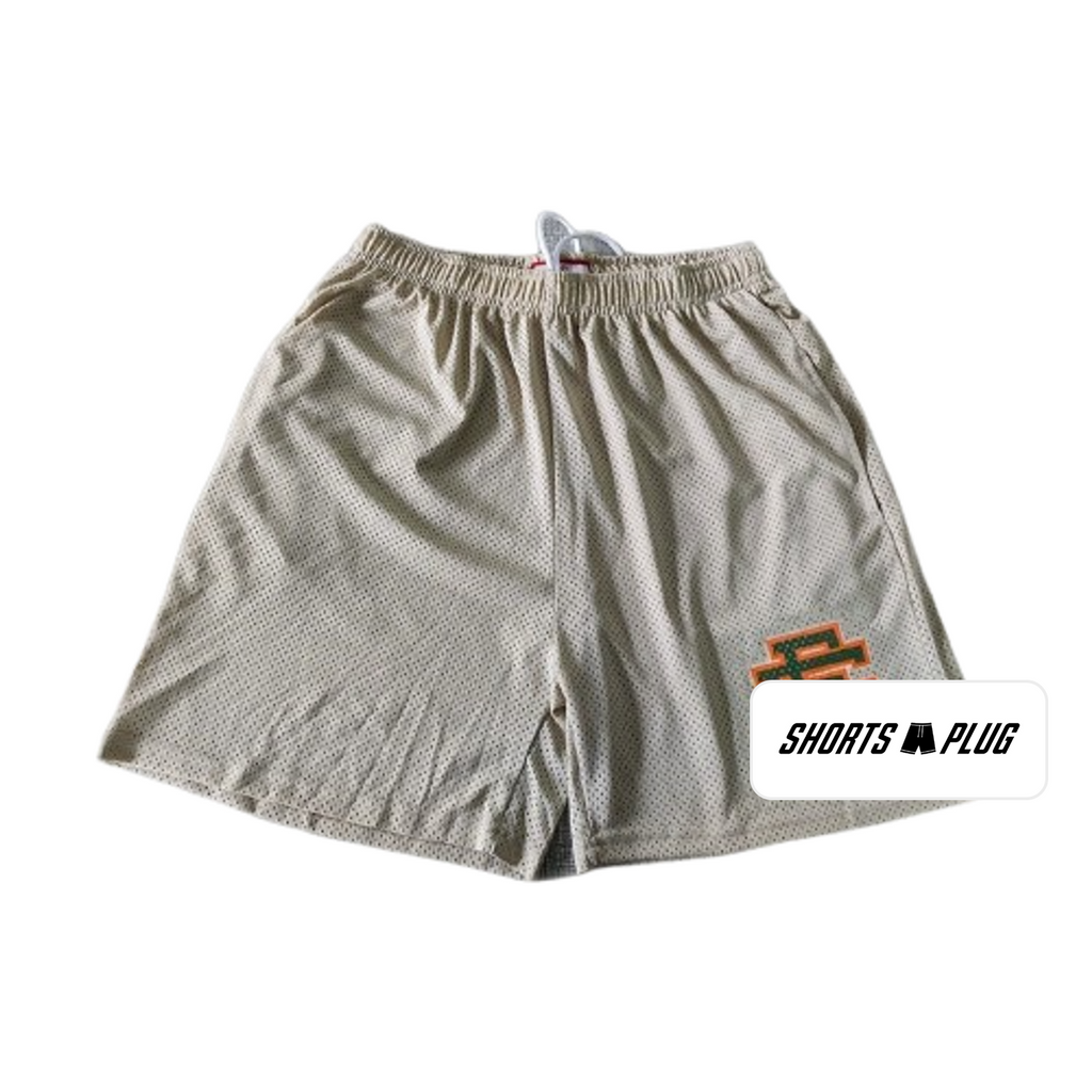 Satin Silver mesh shorts - front product view