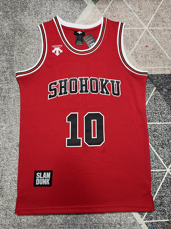 Slam Dunk Red Basketball Jersey #10 front view [SPMERGE:P265:front]