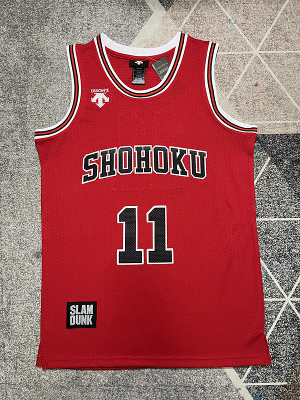 Slam Dunk Red Basketball Jersey #11 front view [SPMERGE:P267:front]