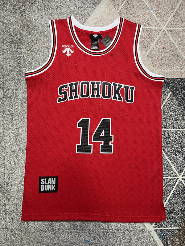Slam Dunk Red Basketball Jersey #14 front view [SPMERGE:P269:front]