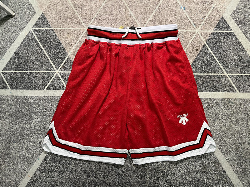 Red Slam Dunk premium basketball shorts, full front view