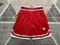 Red Slam Dunk premium basketball shorts, full front view