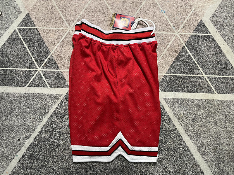 Red Slam Dunk premium basketball shorts, side panel detail