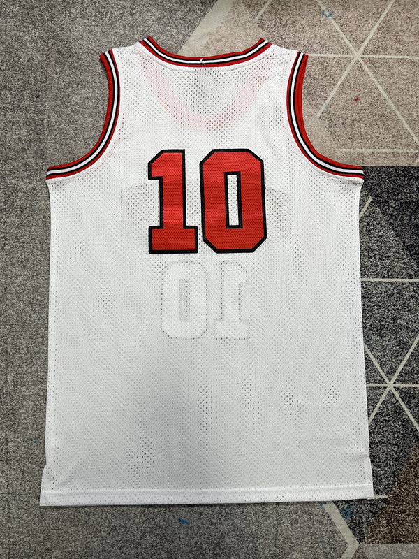 Slam Dunk White Basketball Jersey #10 back view [SPMERGE:P264:back]