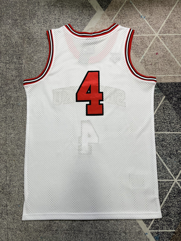 Slam Dunk White Basketball Jersey #4 back view [SPMERGE:P270:back]