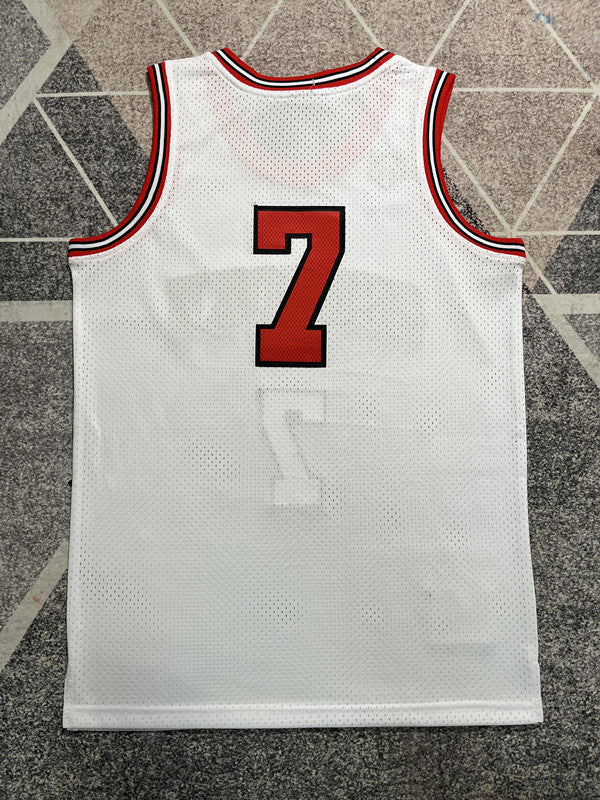 Slam Dunk White Basketball Jersey #7 back view [SPMERGE:P272:back]