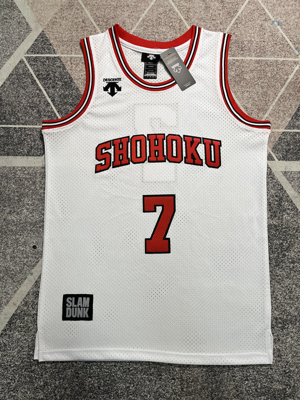 Slam Dunk White Basketball Jersey #7 front view [SPMERGE:P272:front]