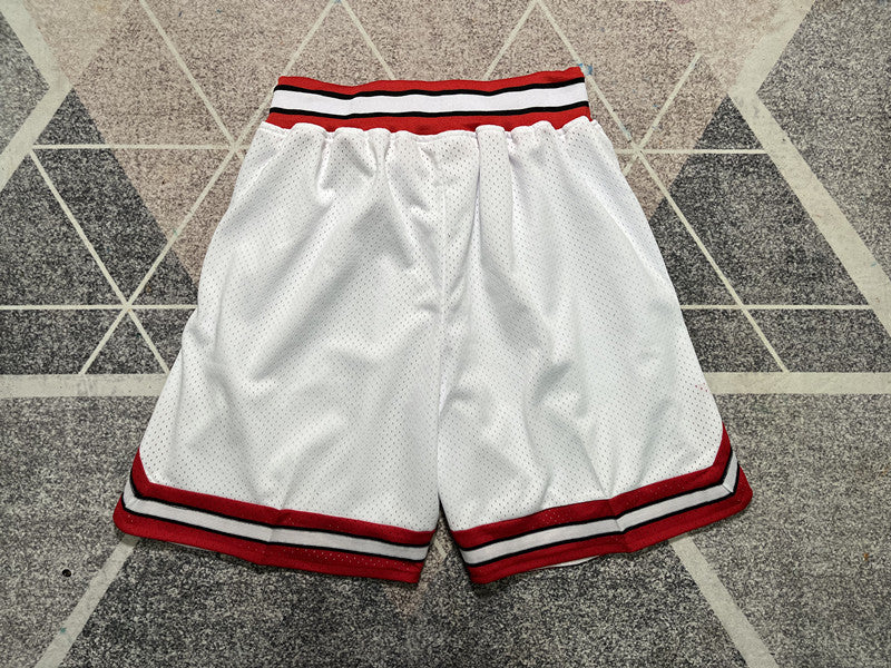 White Slam Dunk premium basketball shorts, full back view
