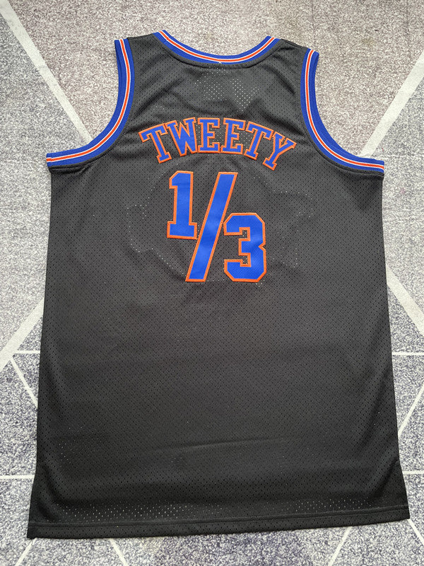 Black Space Jam basketball jersey, full back view