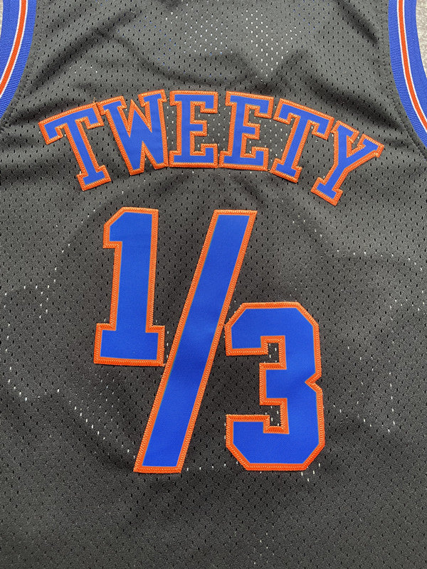 Black Space Jam basketball jersey, back lettering and number detail