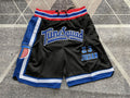 Black Space Jam premium basketball shorts, full front view