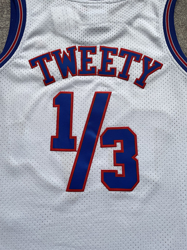 White Space Jam basketball jersey, back lettering and number detail