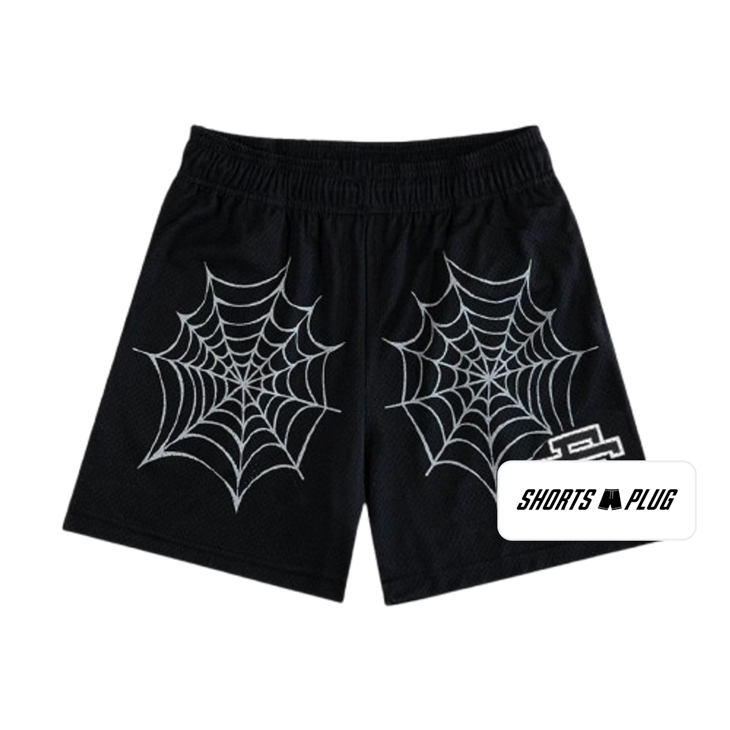 Spider Web Black mesh shorts - front product view
