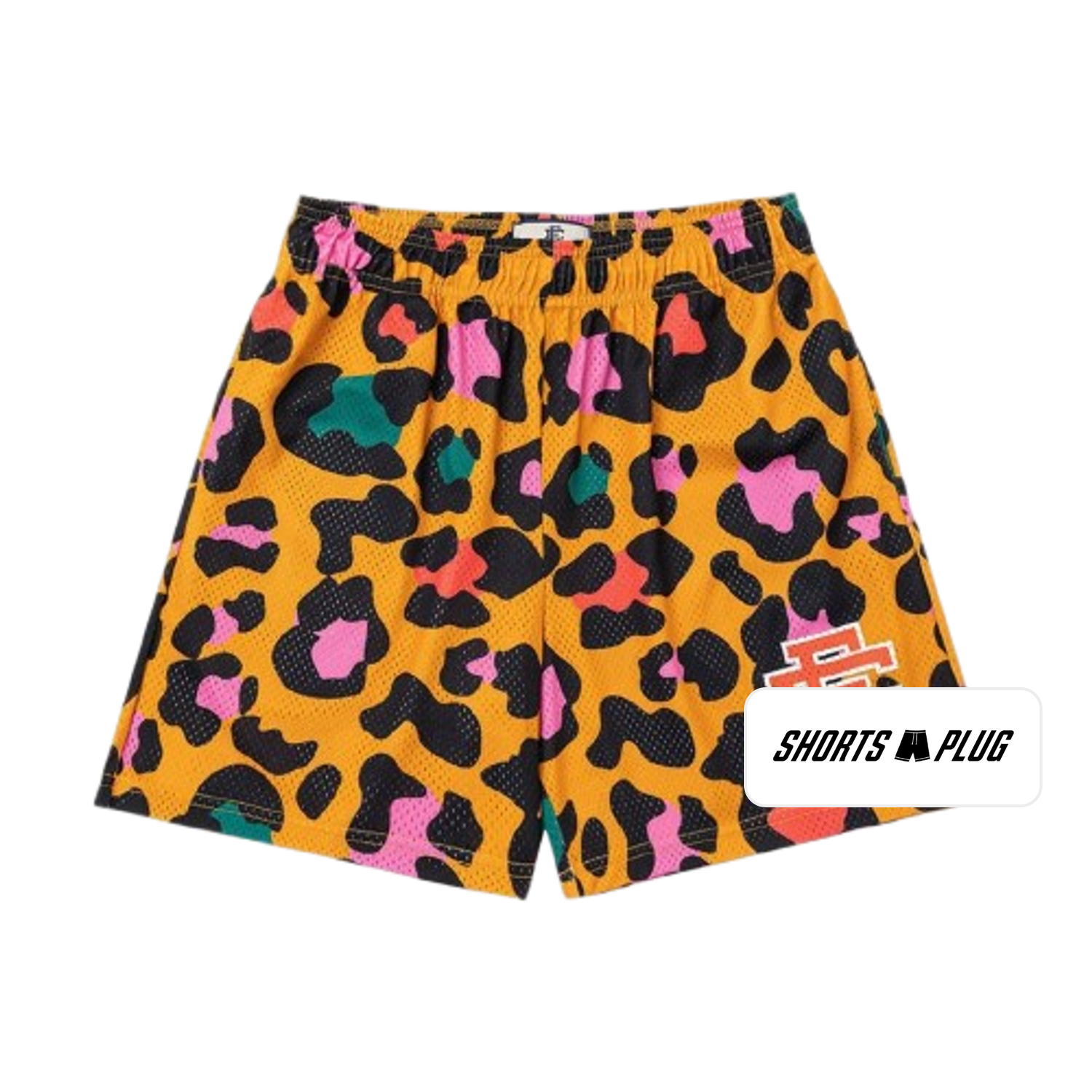 Sunset Leopard mesh shorts - front product view