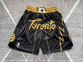 Black Toronto Raptors premium basketball shorts, full front view