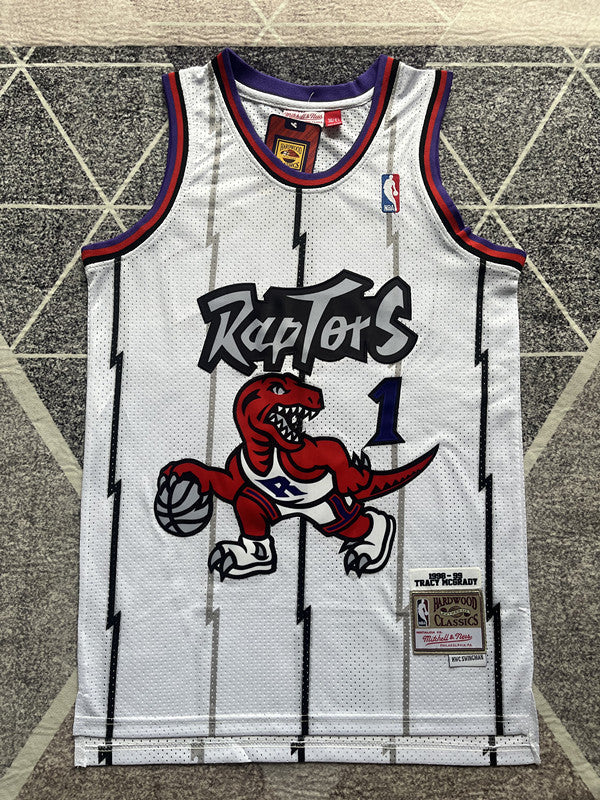 Toronto White Retro Basketball Jersey #1 front view [SPMERGE:P298:front]