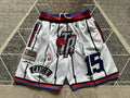 White Toronto Raptors premium basketball shorts, full front view