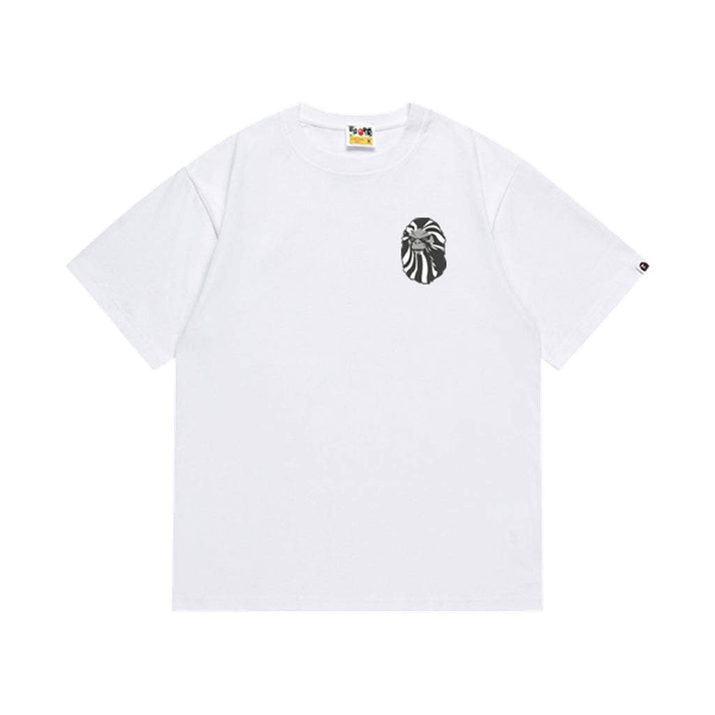 White graphic T-shirt, small chest graphic, front view