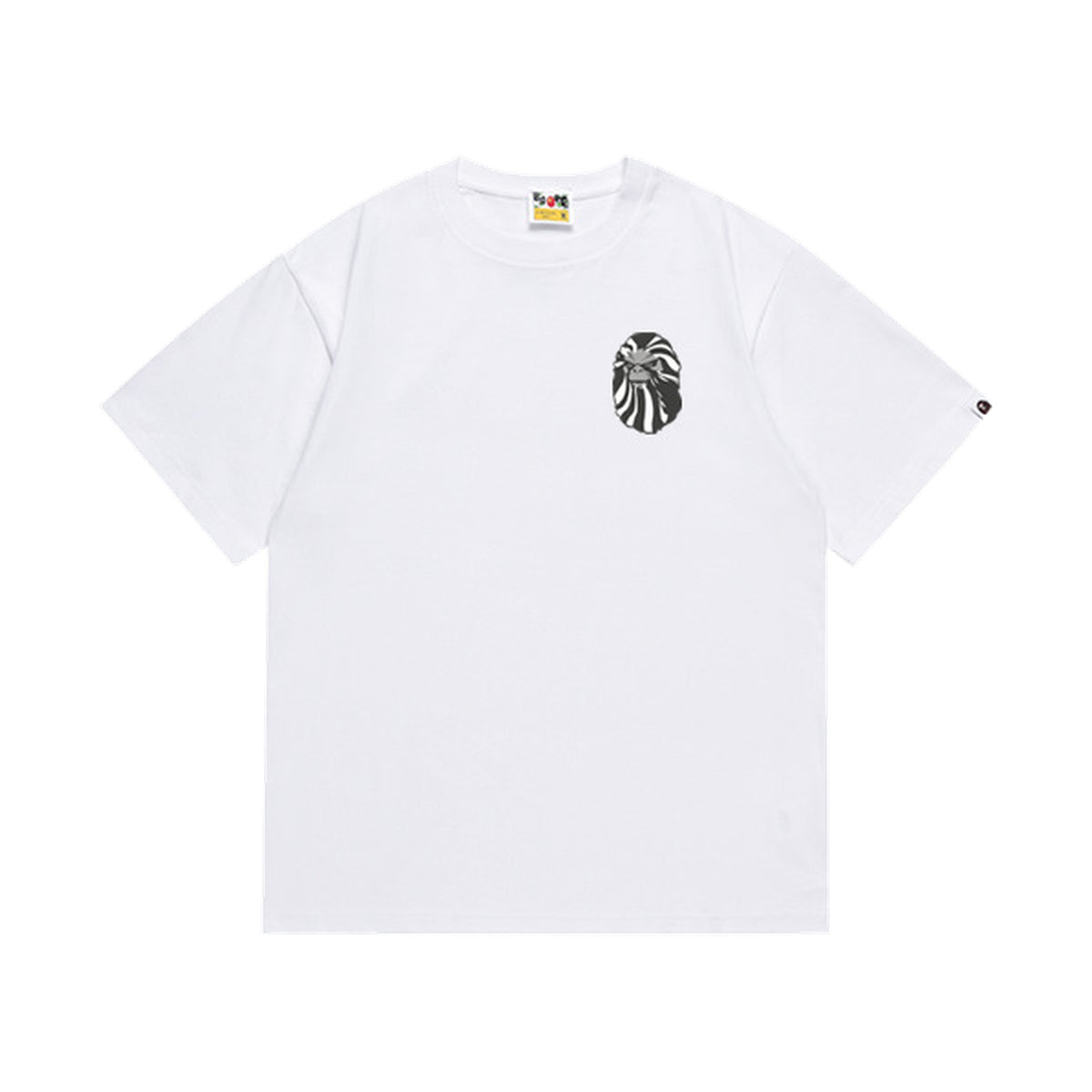 White graphic T-shirt, small chest graphic, front view