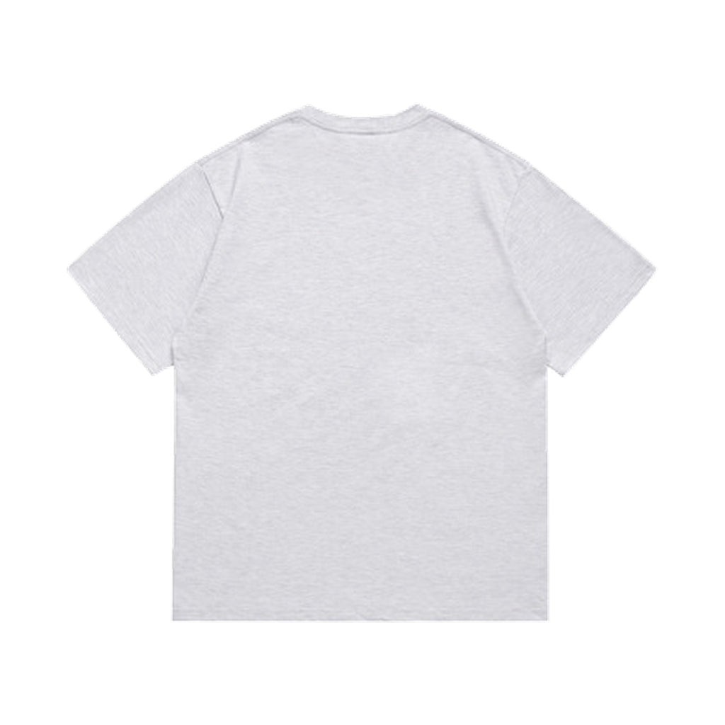 Heather Grey graphic T-shirt, plain back, back view