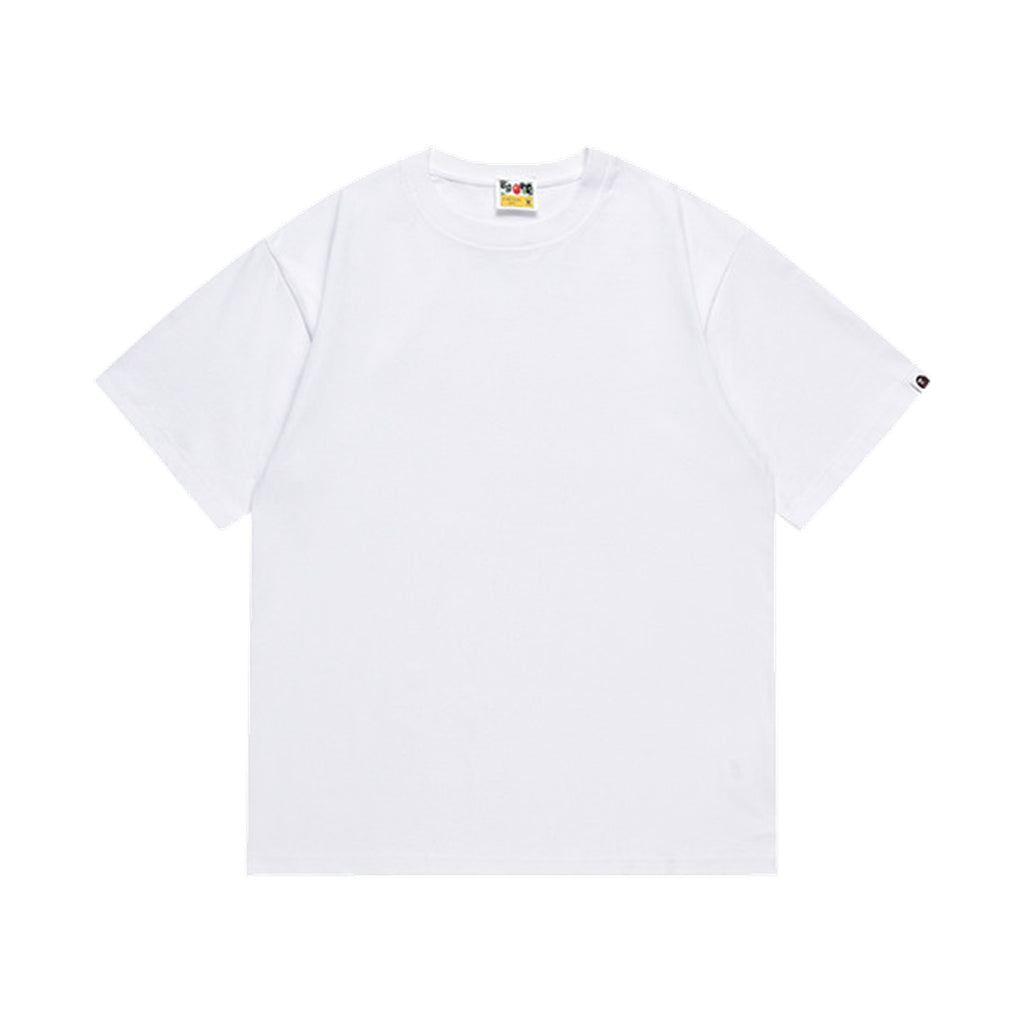White graphic T-shirt, plain front, front view